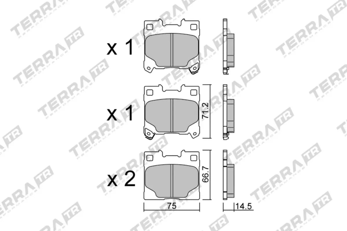 Terra Track Days brake pads TP40170TR FMSI D2451 - pad technical drawing