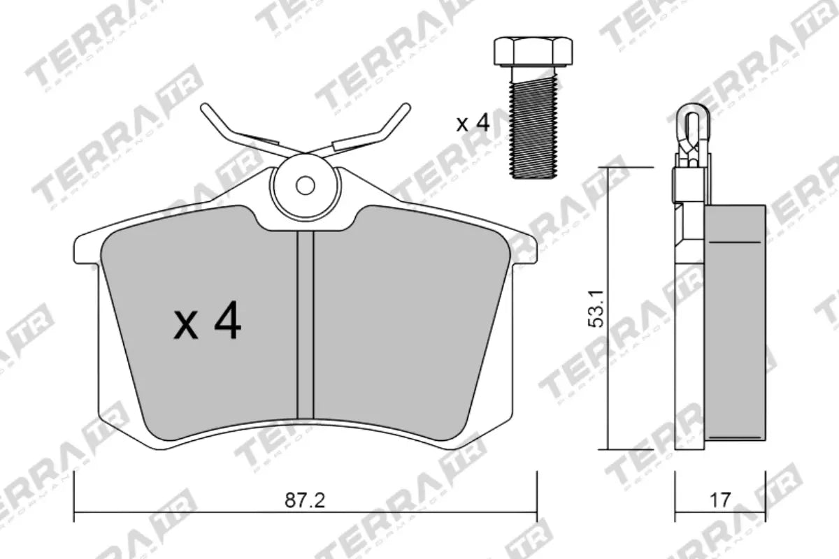 Terra Track Days brake pads TP4561TR FMSI D0340 - pad technical drawing