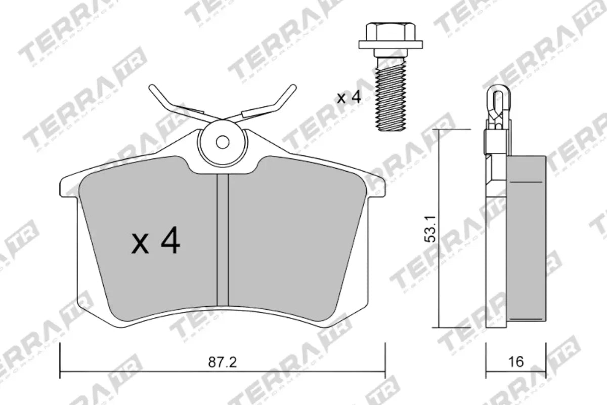 Terra Track Days brake pads TP4562TR FMSI D0340 - pad technical drawing