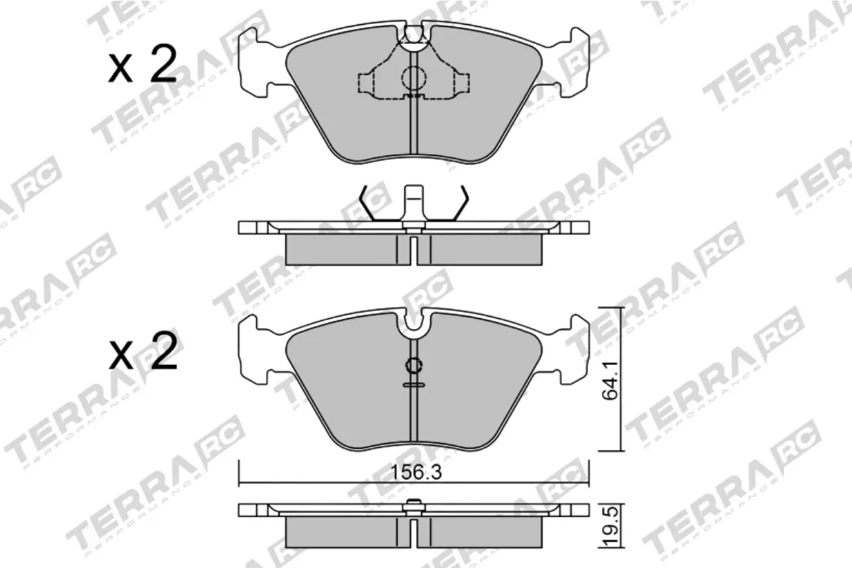 Terra Race brake pads TP5220RC FMSI D0394 - pad technical drawing