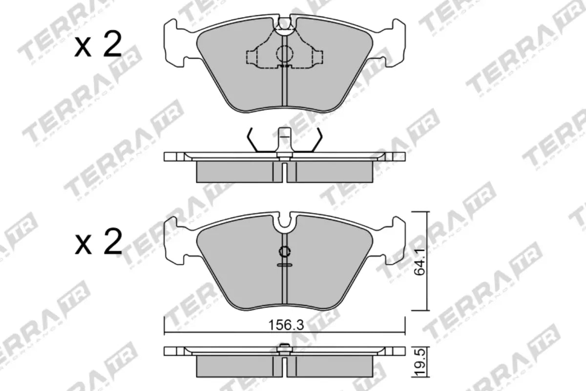 Terra Track Days brake pads TP5220TR FMSI D0394 - pad technical drawing