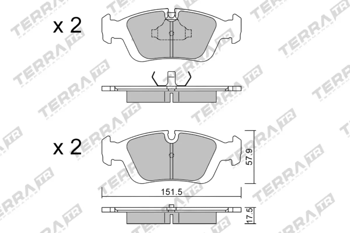 Terra Track Days brake pads TP5280TR FMSI D0558 - pad technical drawing