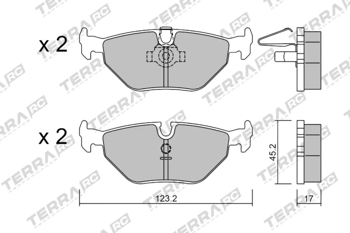 Terra Race brake pads TP8070RC FMSI D0692 - pad technical drawing