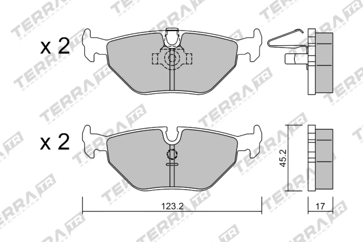 Terra Track Days brake pads TP8070TR FMSI D0692 - pad technical drawing