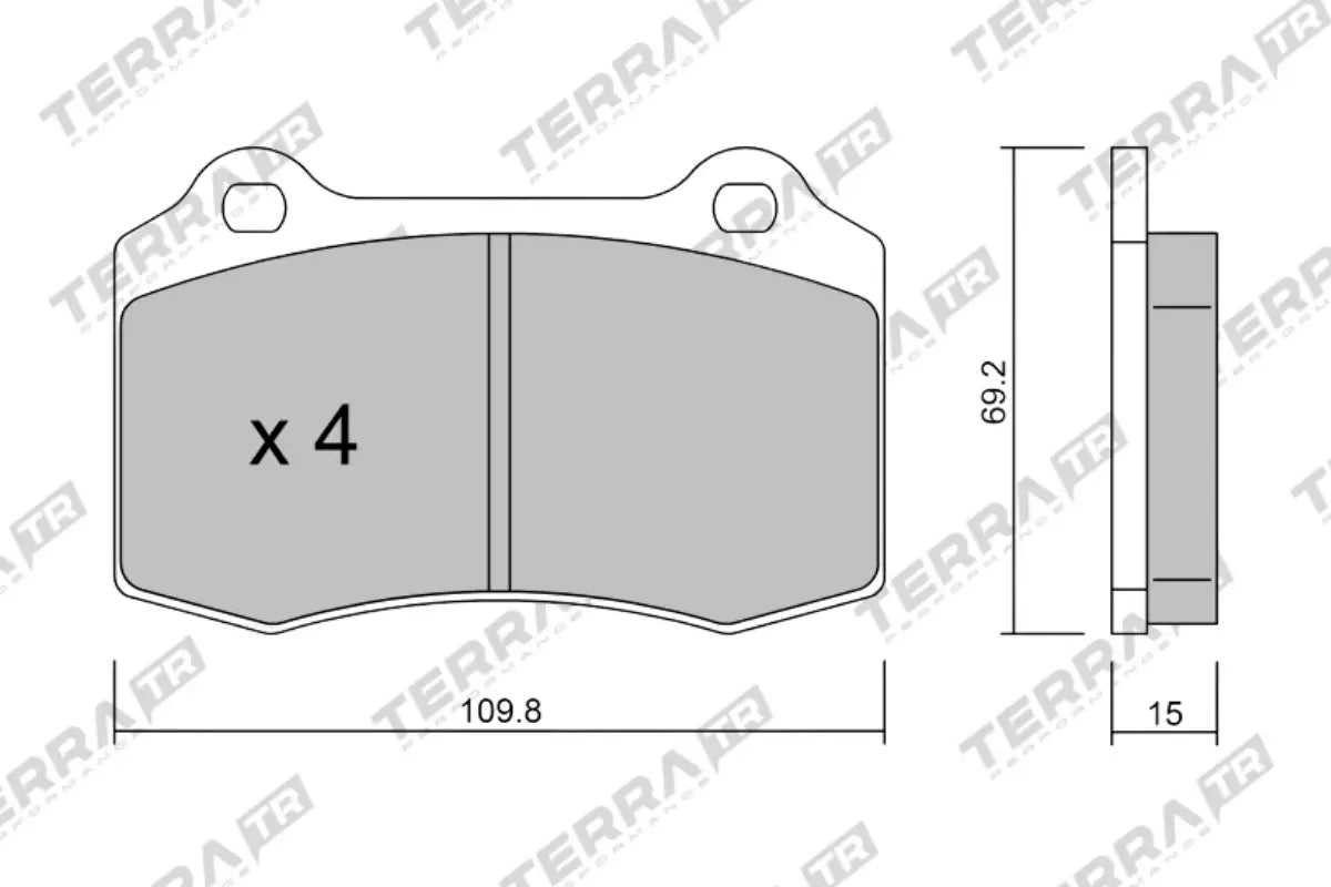 Terra Track Days brake pads TP9302TR FMSI D0592 - pad technical drawing