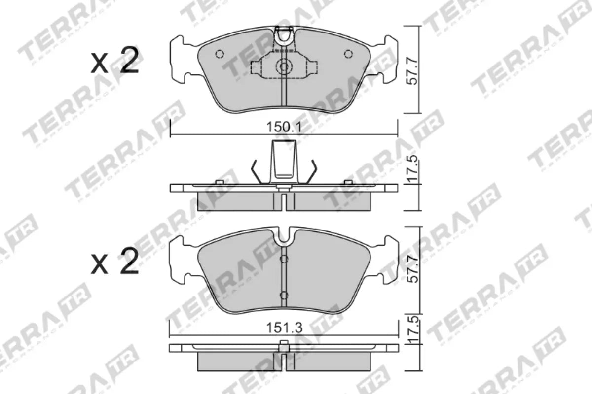 Terra Track Days brake pads TP9570TR FMSI D0781 - pad technical drawing