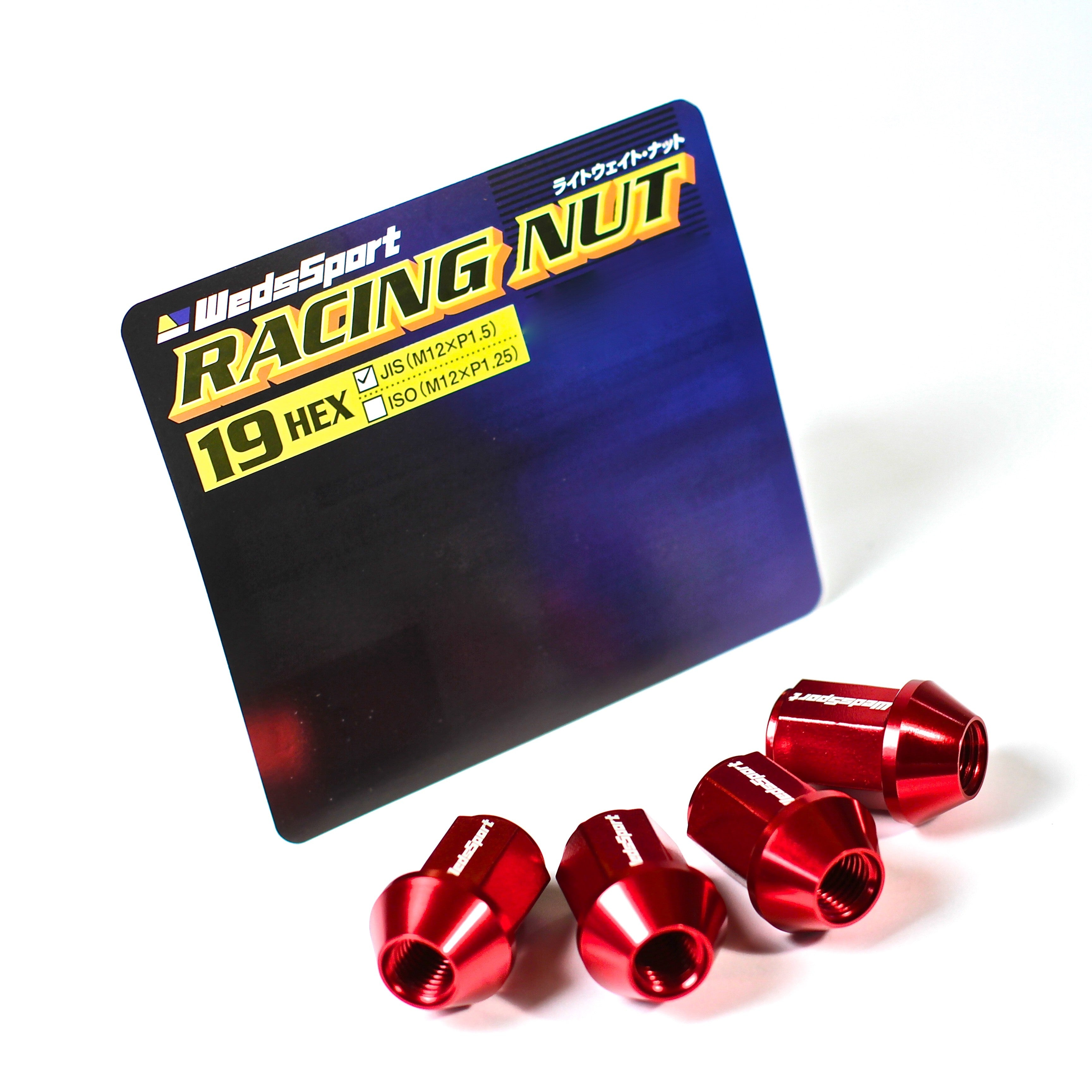 WedsSport M12x1.5 forged aluminium red wheel nuts set of 4 made in Japan